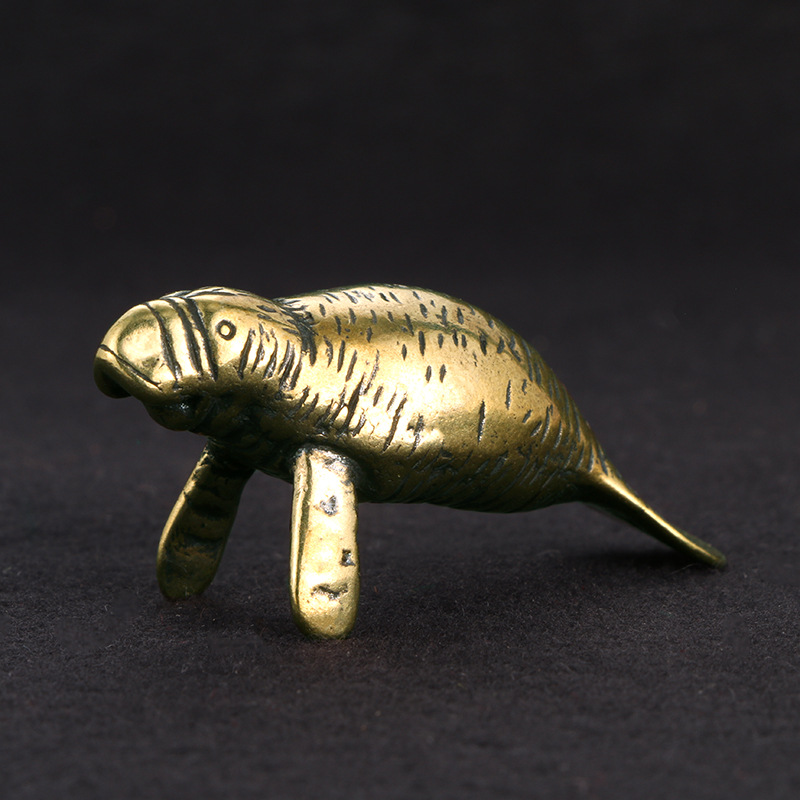 Home Office Ideas - Brass Florida Manatee Decorative Figurines Vintage