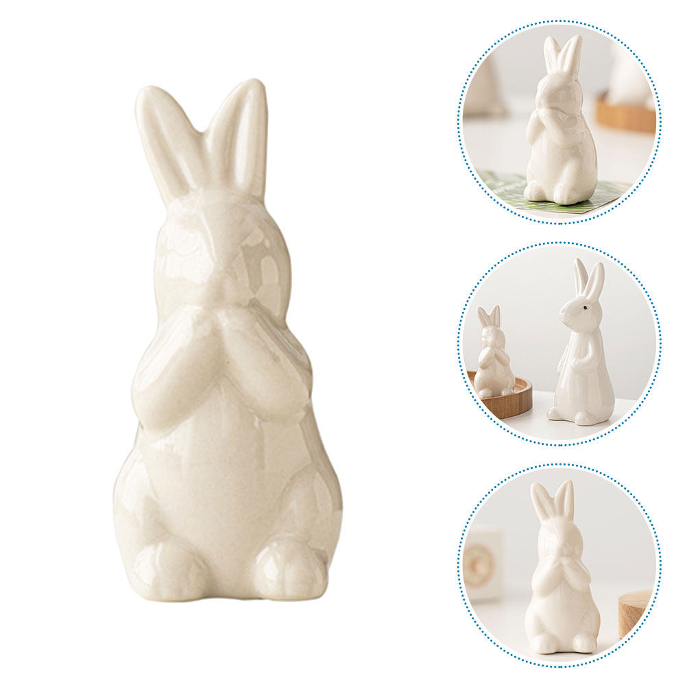 Home Office Design Ideas - White Ceramic Bunny Decoration Exquisite Crafted
