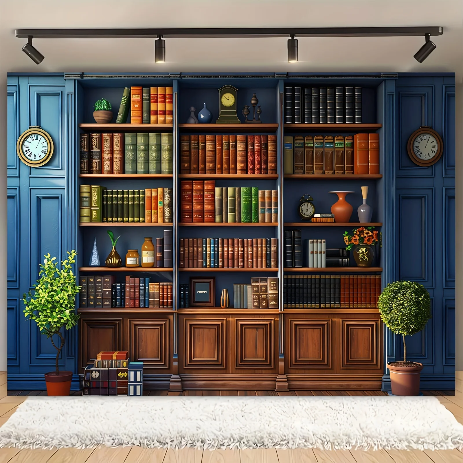 Home Office Background - An antique bookshelf background polyester photography