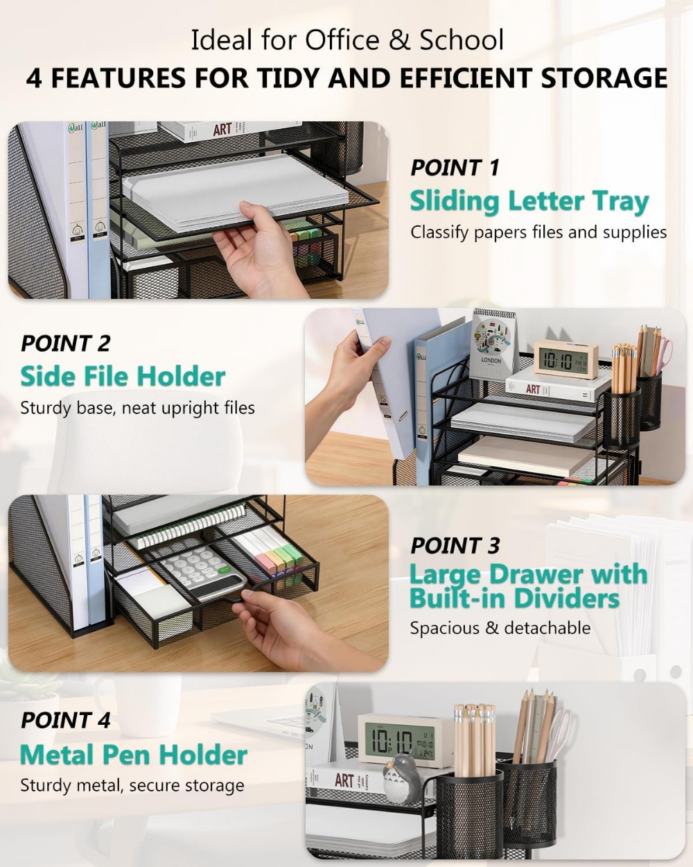 4-Tier Desktop File Organizer  - đánh giá và giá Office Drawer Organizer
