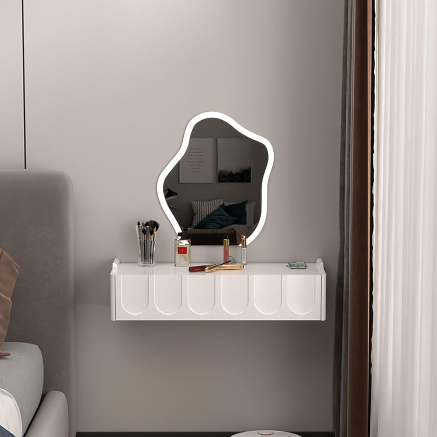 #White Wall Mounted Floating V - đánh giá và giá Desk Drawer Small