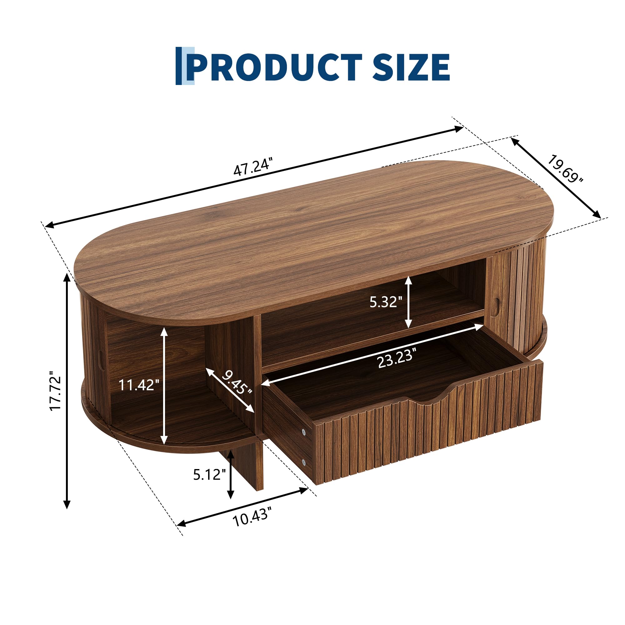 47.2in Oval Coffee Table With  - đánh giá và giá Desk Drawer Small