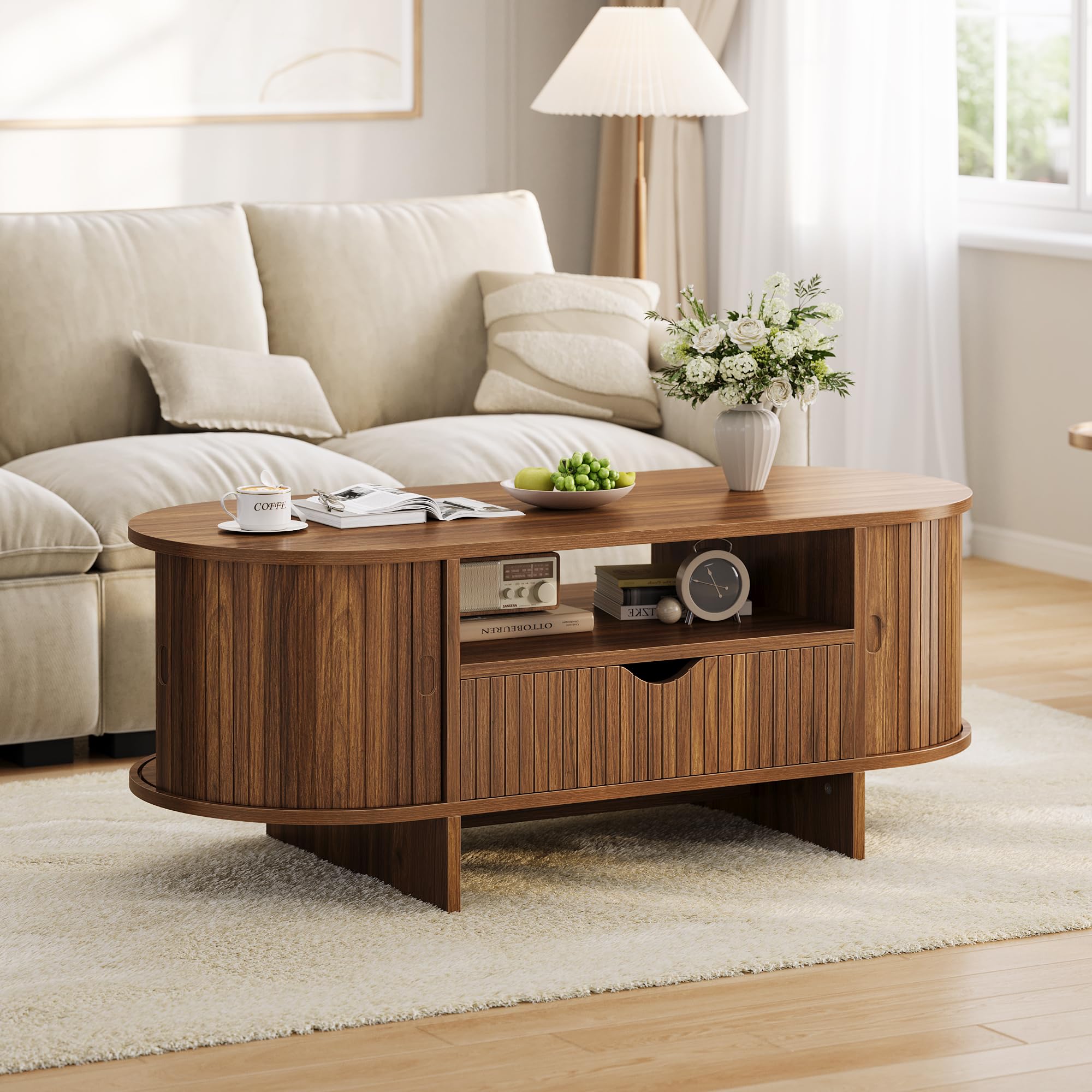 47.2in Oval Coffee Table With  - đánh giá và giá Desk Drawer Small