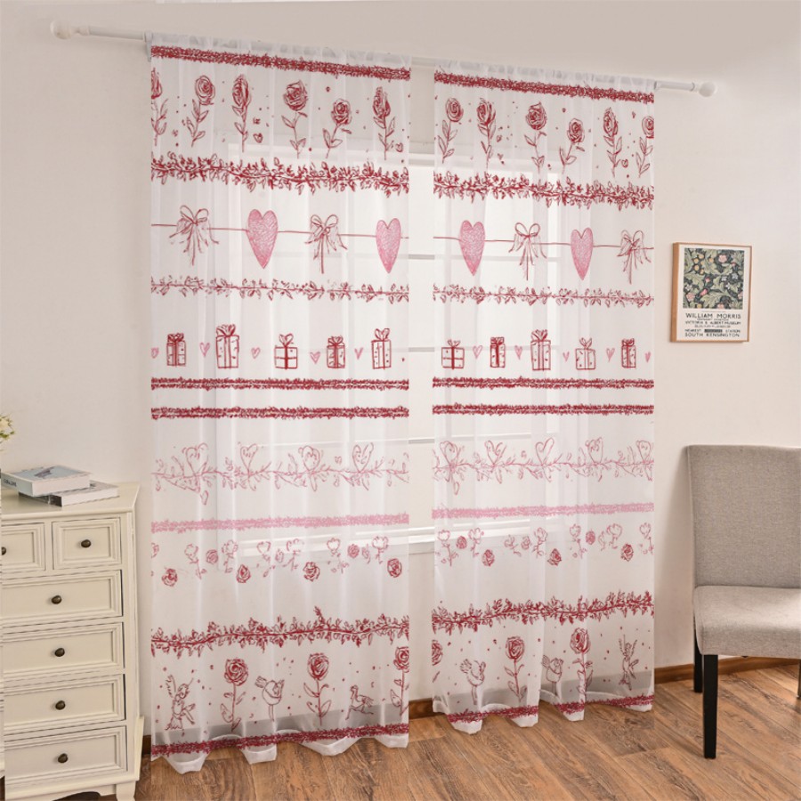 2PCS Digital Print Sheer Curta - đánh giá và giá Home Office Box