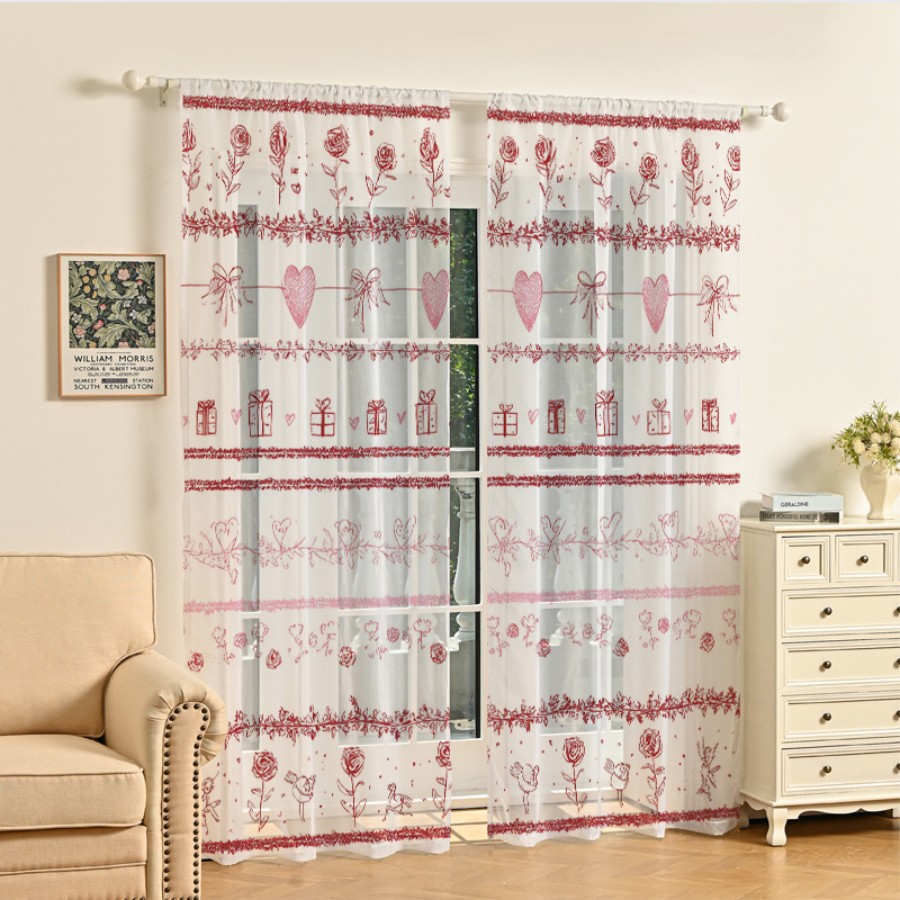 2PCS Digital Print Sheer Curta - đánh giá và giá Home Office Box