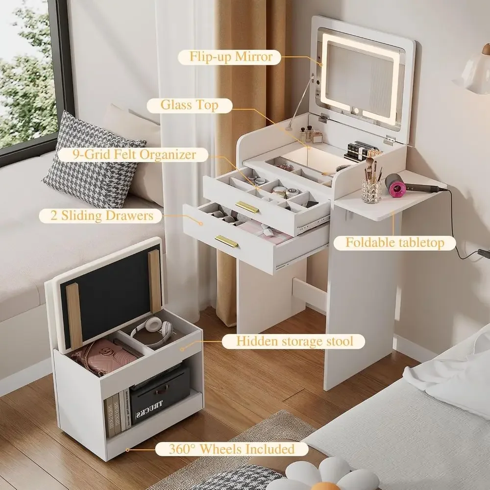 Compact Vanity Desk with Lip T - đánh giá và giá Desk Drawer Small