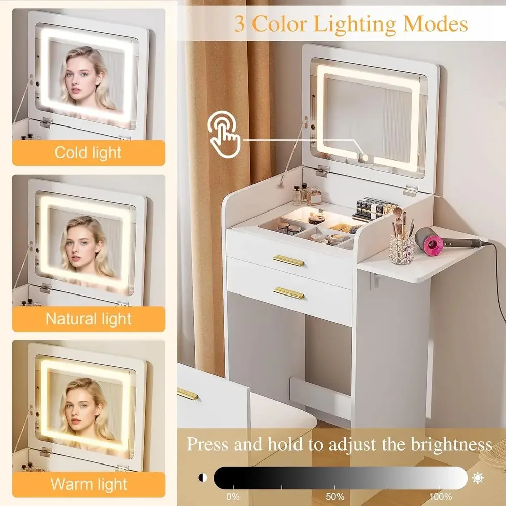 Compact Vanity Desk with Lip T - đánh giá và giá Desk Drawer Small