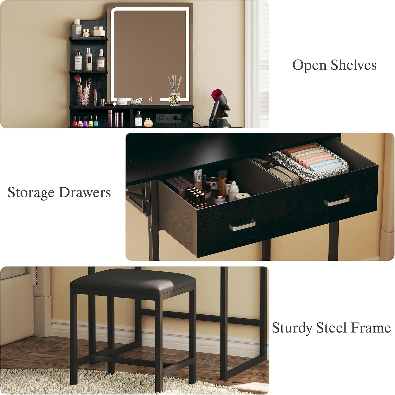Makeup Vanity Desk with Mirror - đánh giá và giá Desk Drawer Small
