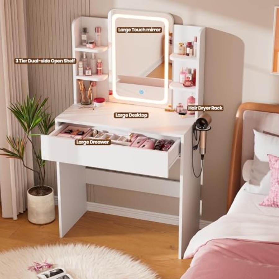 Small vanity desk for bedroom  - đánh giá và giá Desk Drawer Small