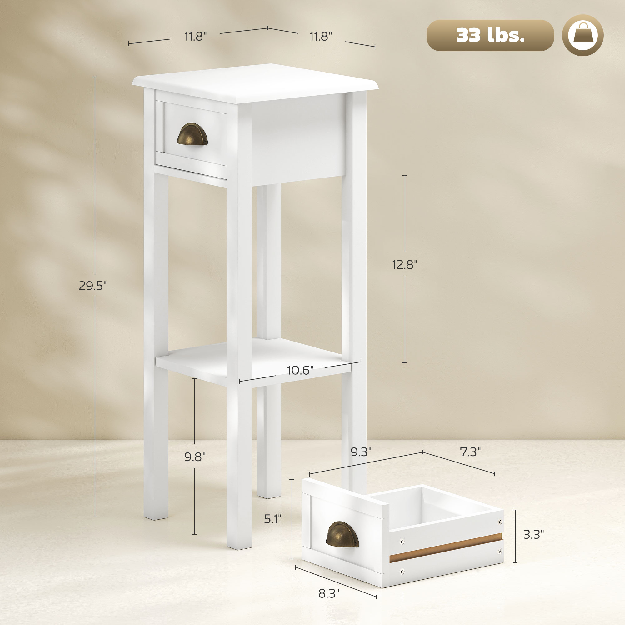 Homcom Narrow End Table with D - đánh giá và giá Desk Drawer Small