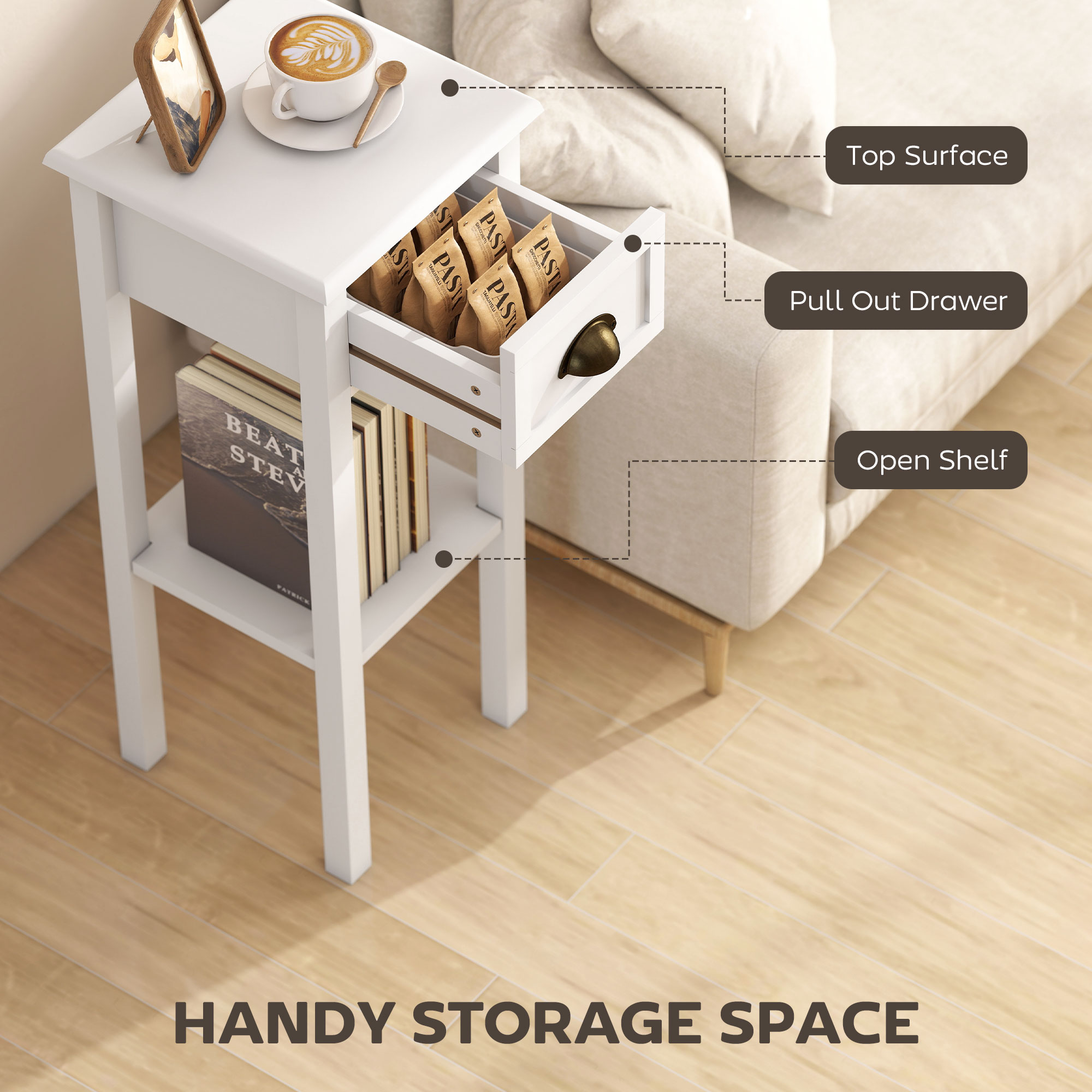 Homcom Narrow End Table with D - đánh giá và giá Desk Drawer Small